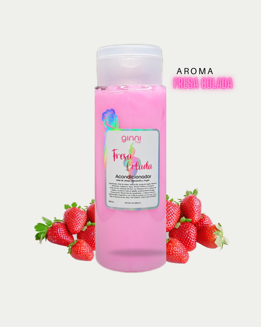 Acondicionador Hidratante Antifrizz GINNI FRESA COLADA 500ml Premium