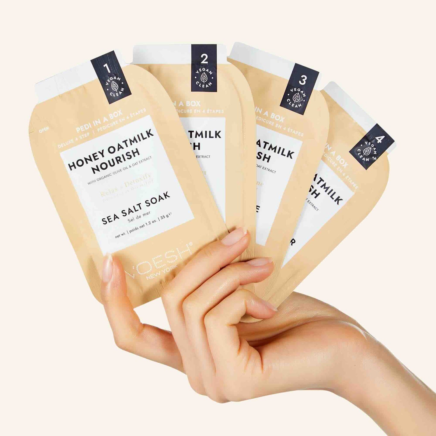KIT DE PEDICURE 4 PASOS PEDI IN A BOX MIEL Y LECHE DE AVENA