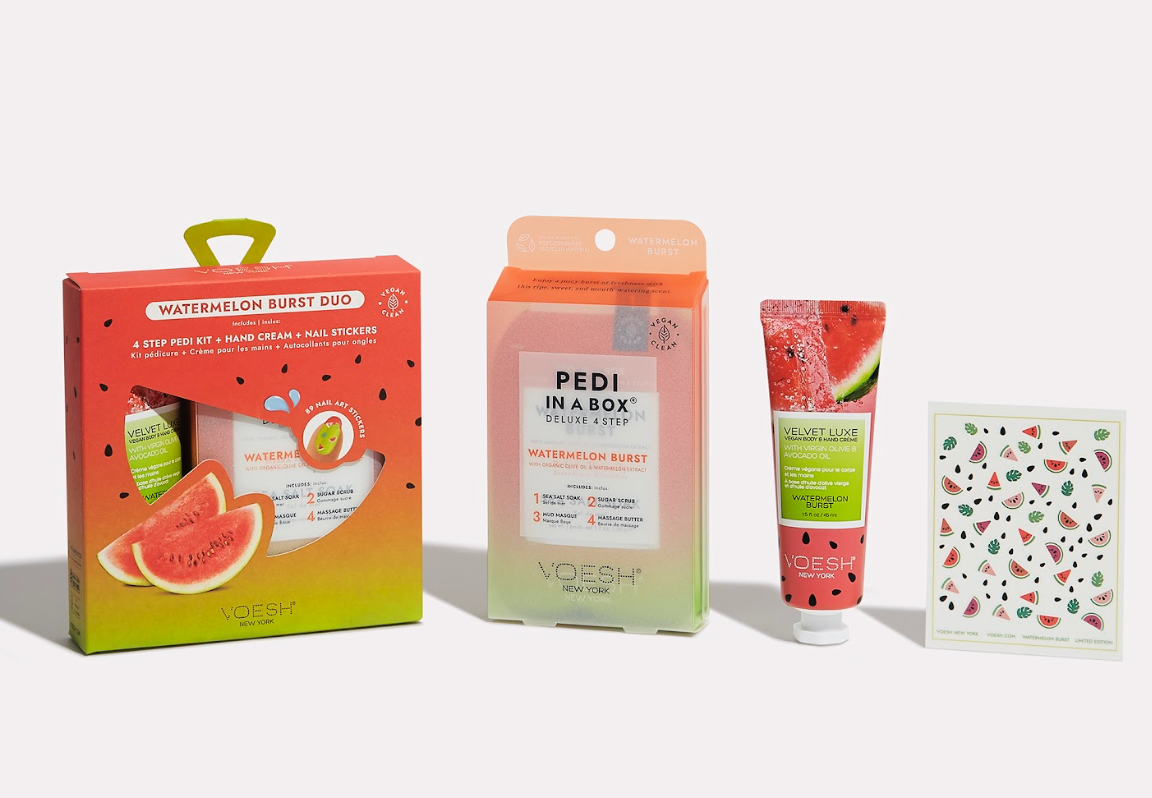 KIT DE PEDICURE 4 PASOS PEDI IN A BOX JUGOSA SANDÍA CON CREMA PARA MANOS