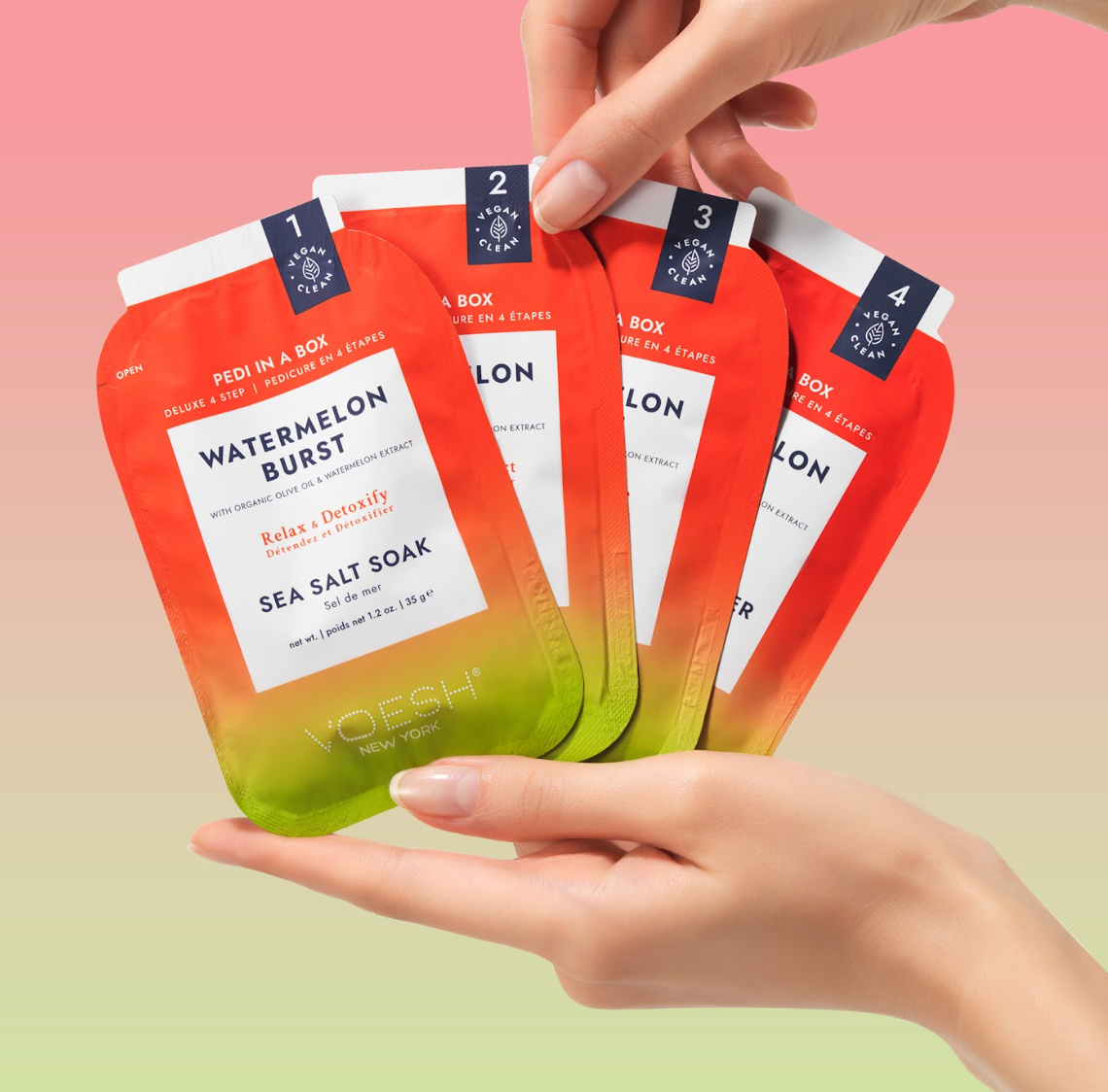 KIT DE PEDICURE 4 PASOS PEDI IN A BOX JUGOSA SANDÍA CON CREMA PARA MANOS