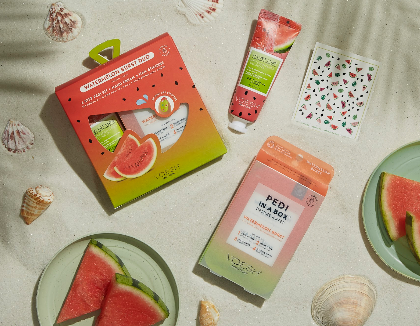 KIT DE PEDICURE 4 PASOS PEDI IN A BOX JUGOSA SANDÍA CON CREMA PARA MANOS