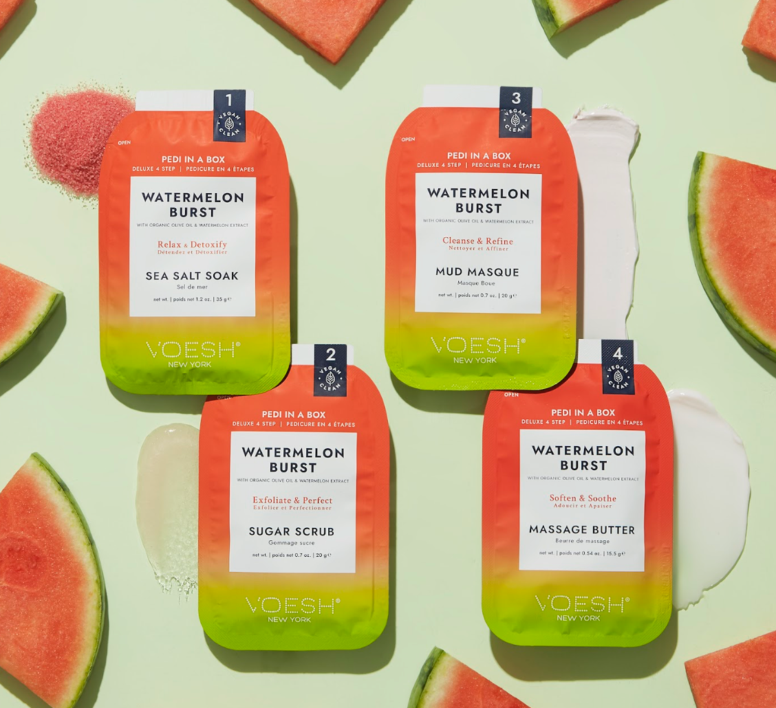 KIT DE PEDICURE 4 PASOS PEDI IN A BOX JUGOSA SANDÍA CON CREMA PARA MANOS